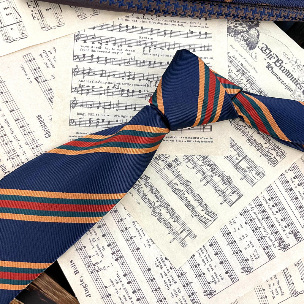 Retro Coffee Color Orange Red Striped Tie Hand Hit 8CM Hommes