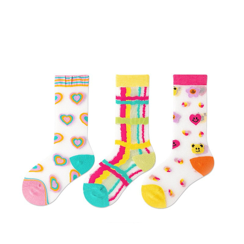 Printemps et été caricature mince petite carte de fleur Chaussettes en soie