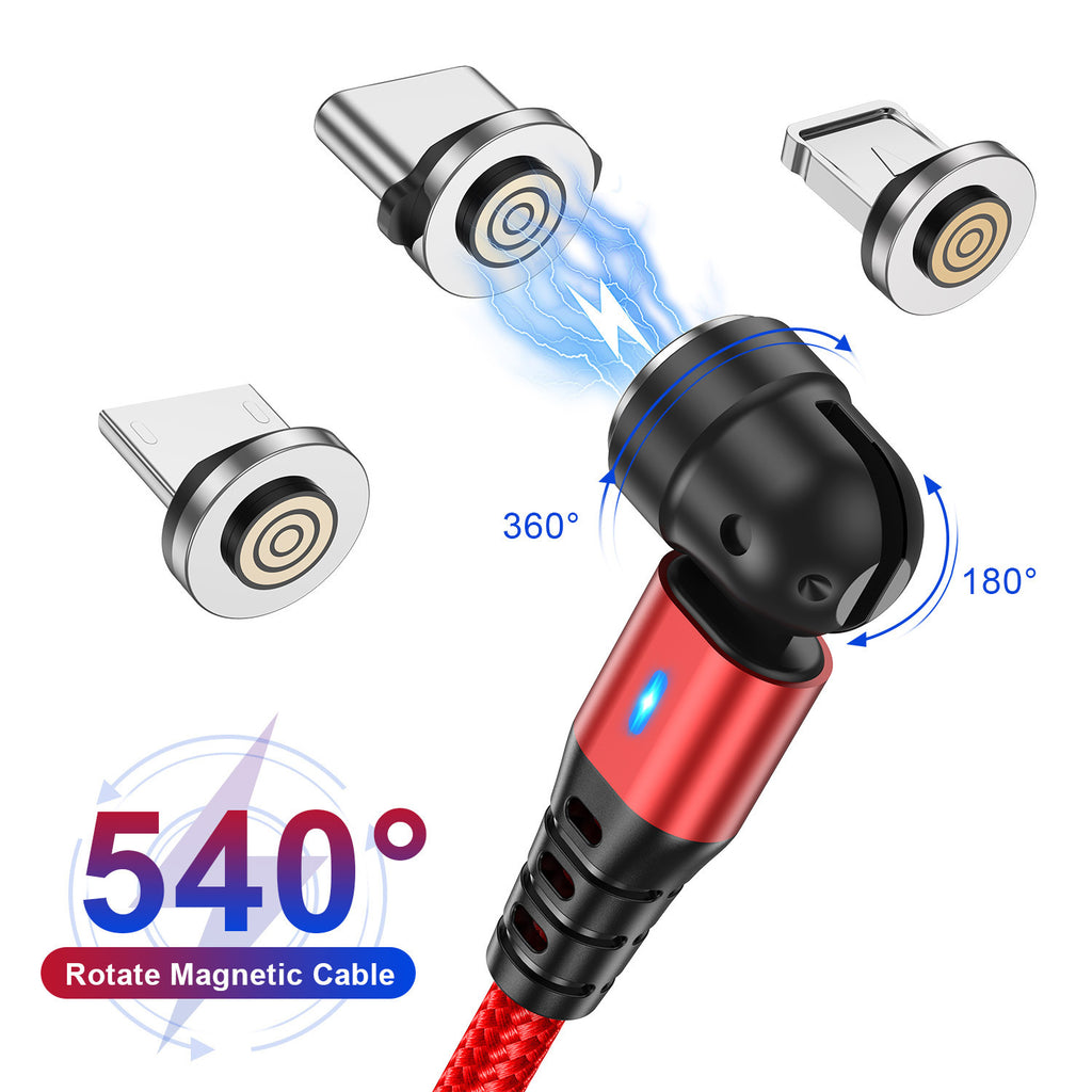 Câble de données magnétique 3-en-1 540 Connecteur rotatif 5A Charge rapide