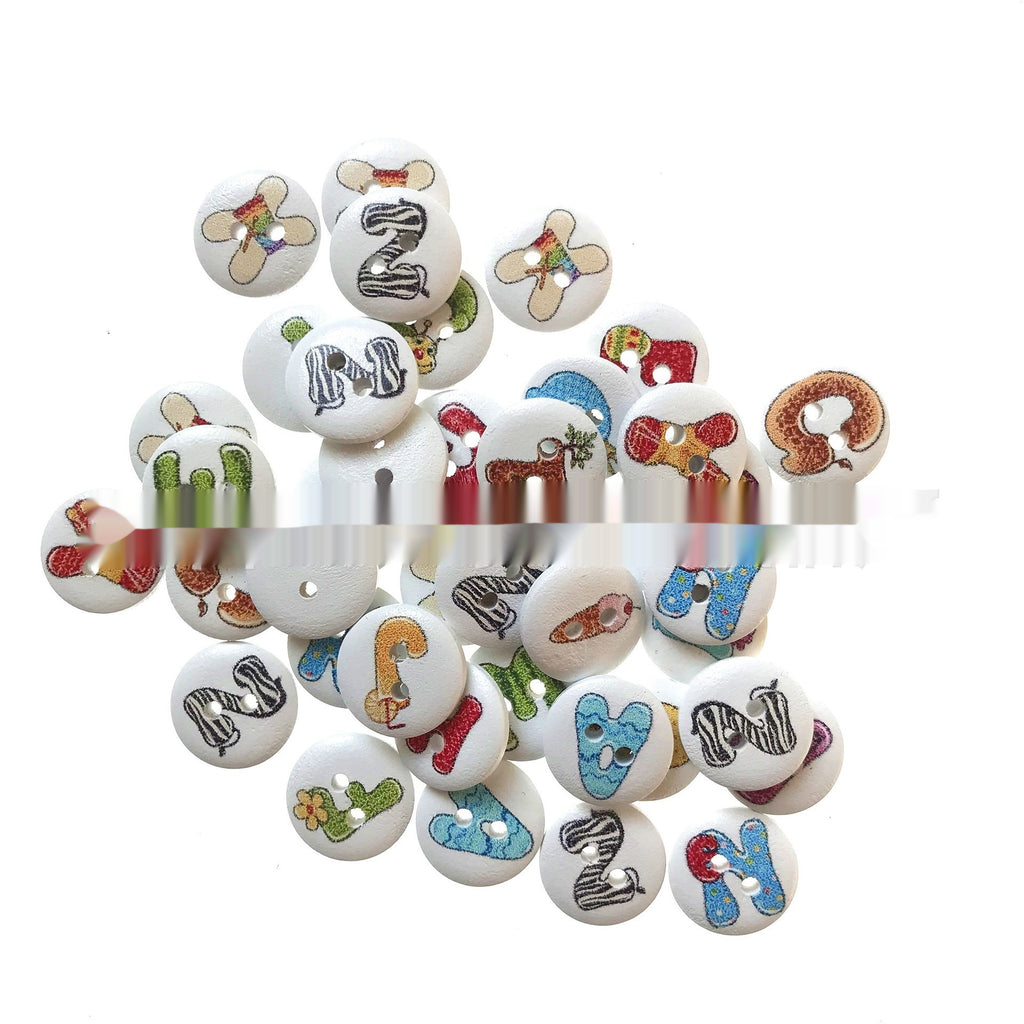 Anglais Alphabet éducation précoce bouton bois