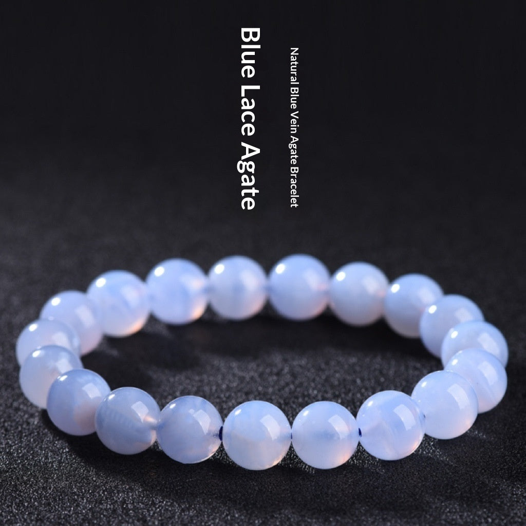 Bracelet d'agate 7A-grade naturel bleu-veiné