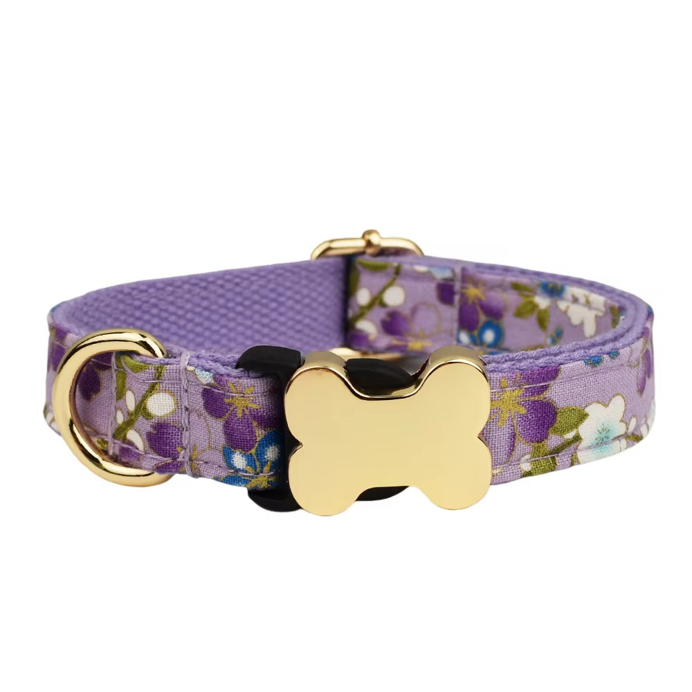 Tissu plat imprimé Grid série Bone Buckle Dog Collar