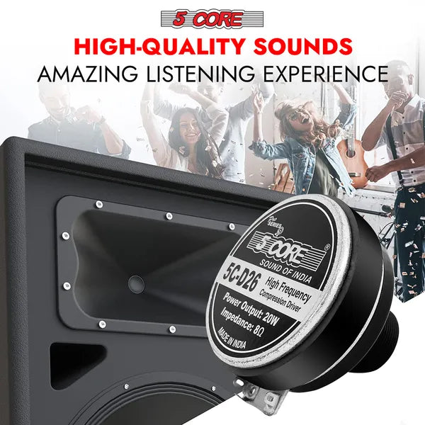 5 Core Compression Driver 200W Peak Power Aluminium Tweeter Diaphragm 8 Ohm Horn Haut-parleur