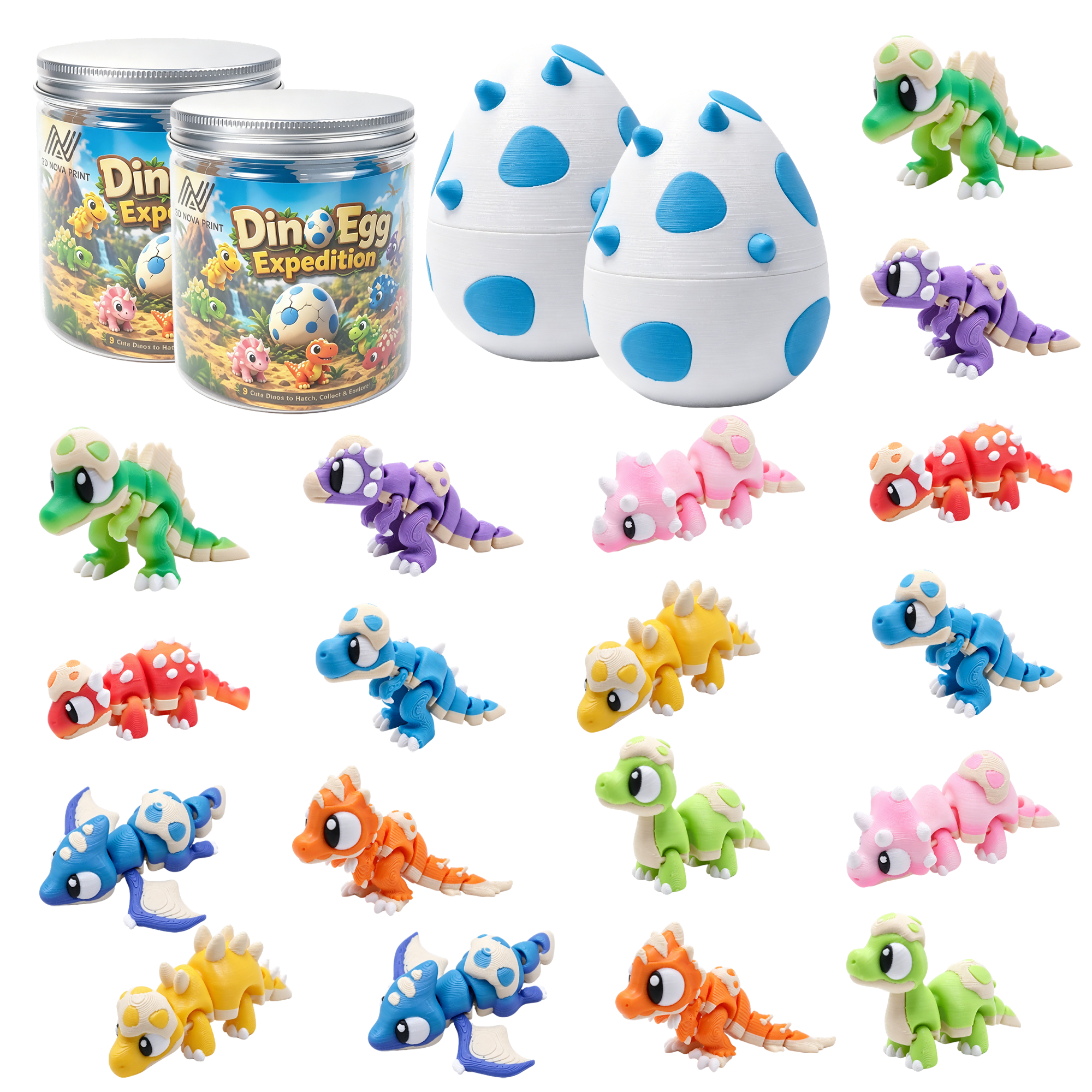 18 Mini Dinosaure Figures 2 Oeufs