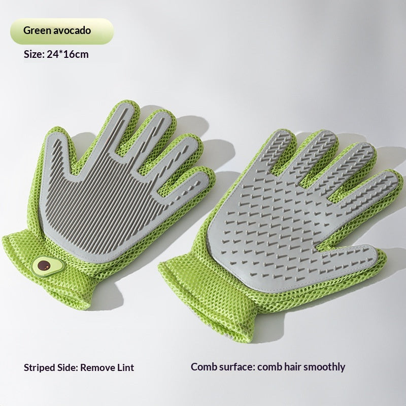 Double-sided glove for cat grooming and cleaning