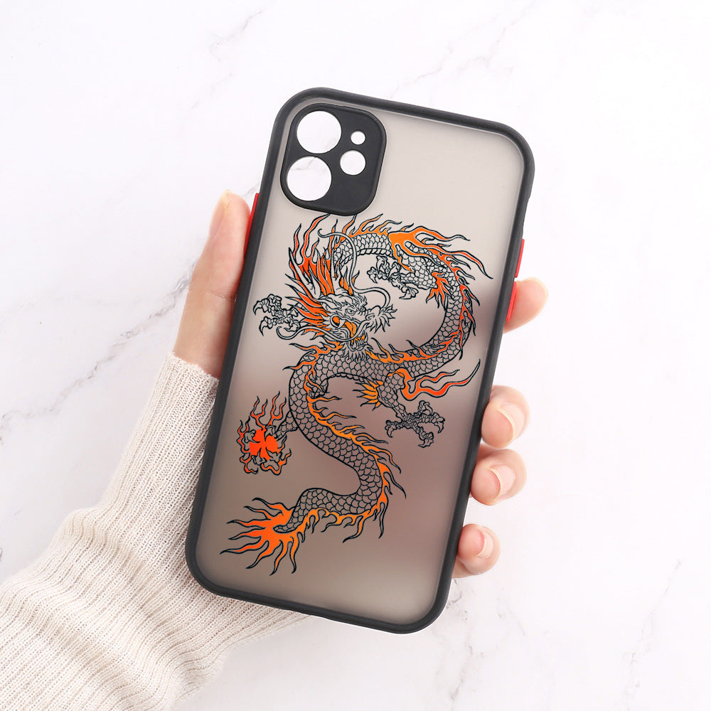 Flower Anti Drop Black Skin Feel Phone Case