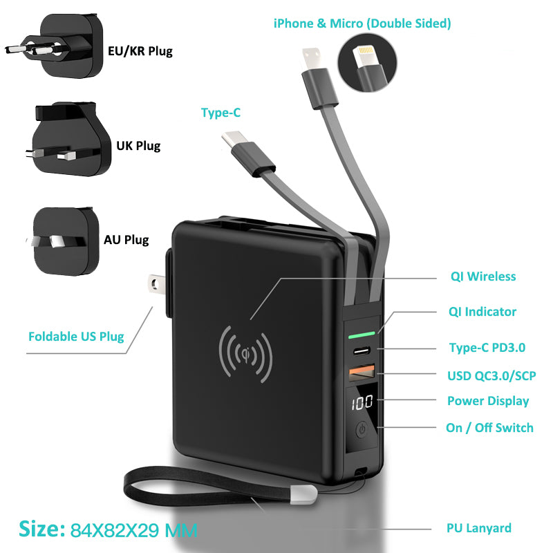 Super QI sans fil charge Trésor PD20W Banque de puissance rapide
