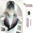 Femme Long Wavy Perruque en rose et noir avec poodle style bangs et une partie moyenne