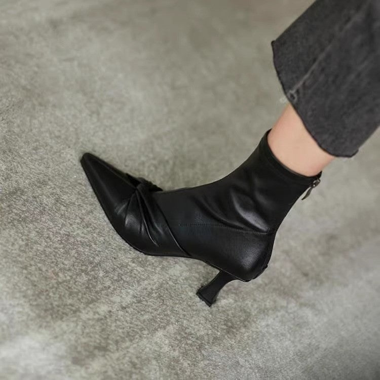 Arrivée Bottes d'orteil pointu pour femmes Bottes d'automne Talon élevé pour femmes Bottes polyvalentes