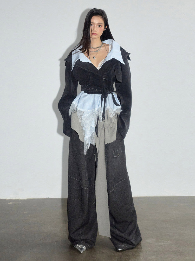 Manteau court en dentelle amovible en deux parties