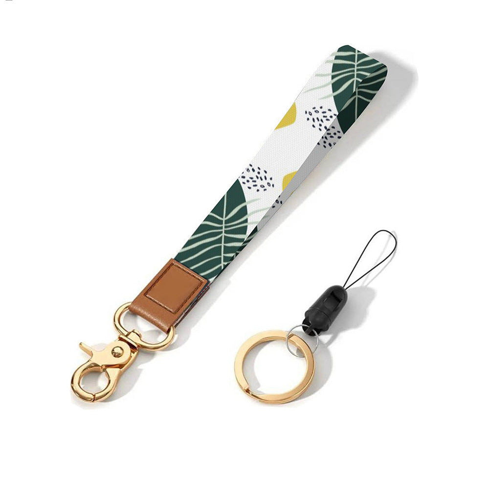 Leather-Polyester Wrist-Neck Lanyard porte-clés à double usage