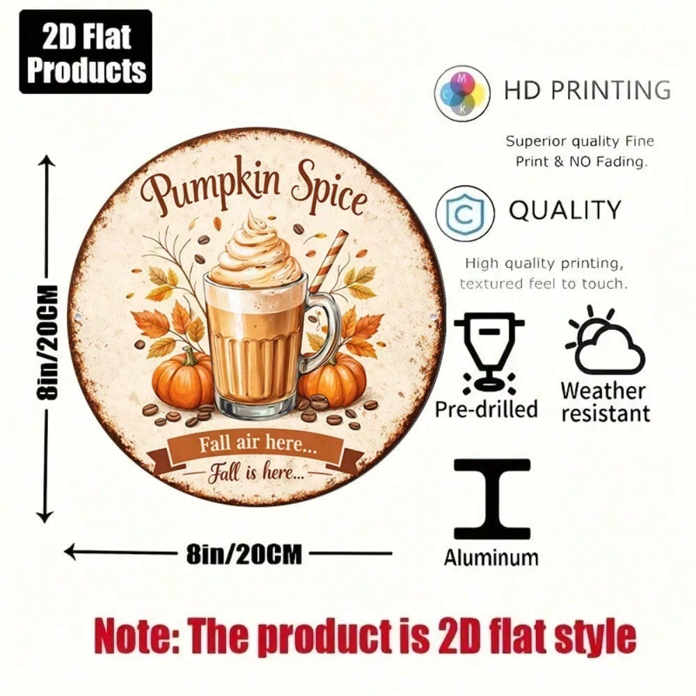 Vieille citrouille Spice Latte Ronde Panneau Retro Autumn Wall Decor