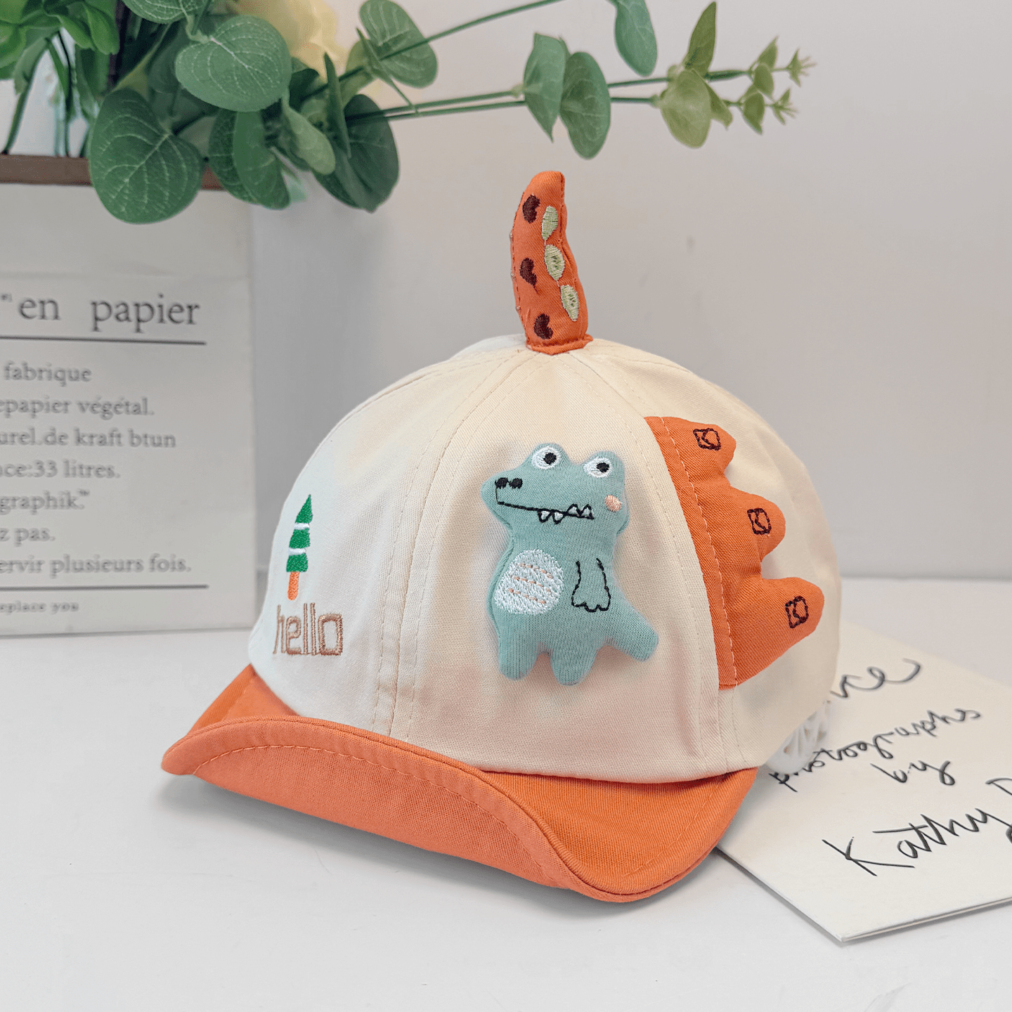 Trois dimensions Cartoon bébé Dinosaure Soft Cap avec brim et les oreillettes été automne Ligh