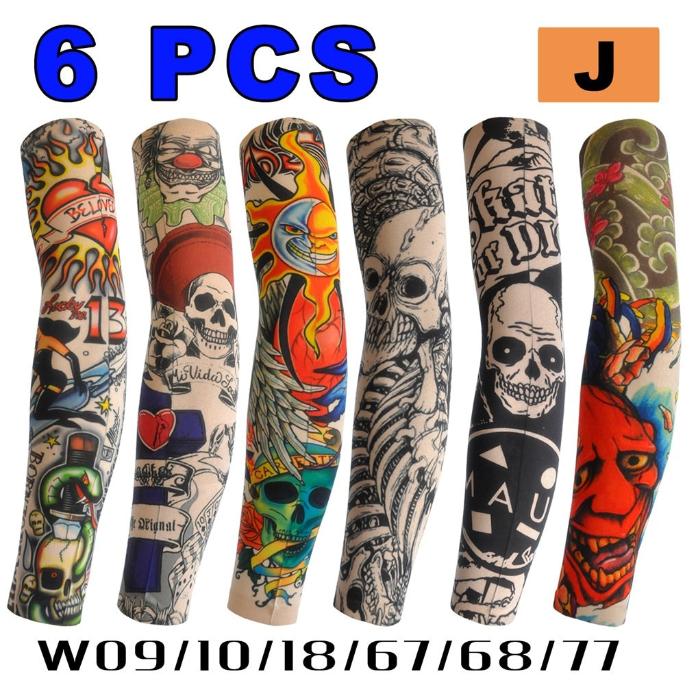 6-pièces combinaison sans couture tatouage de tatouage protection du soleil