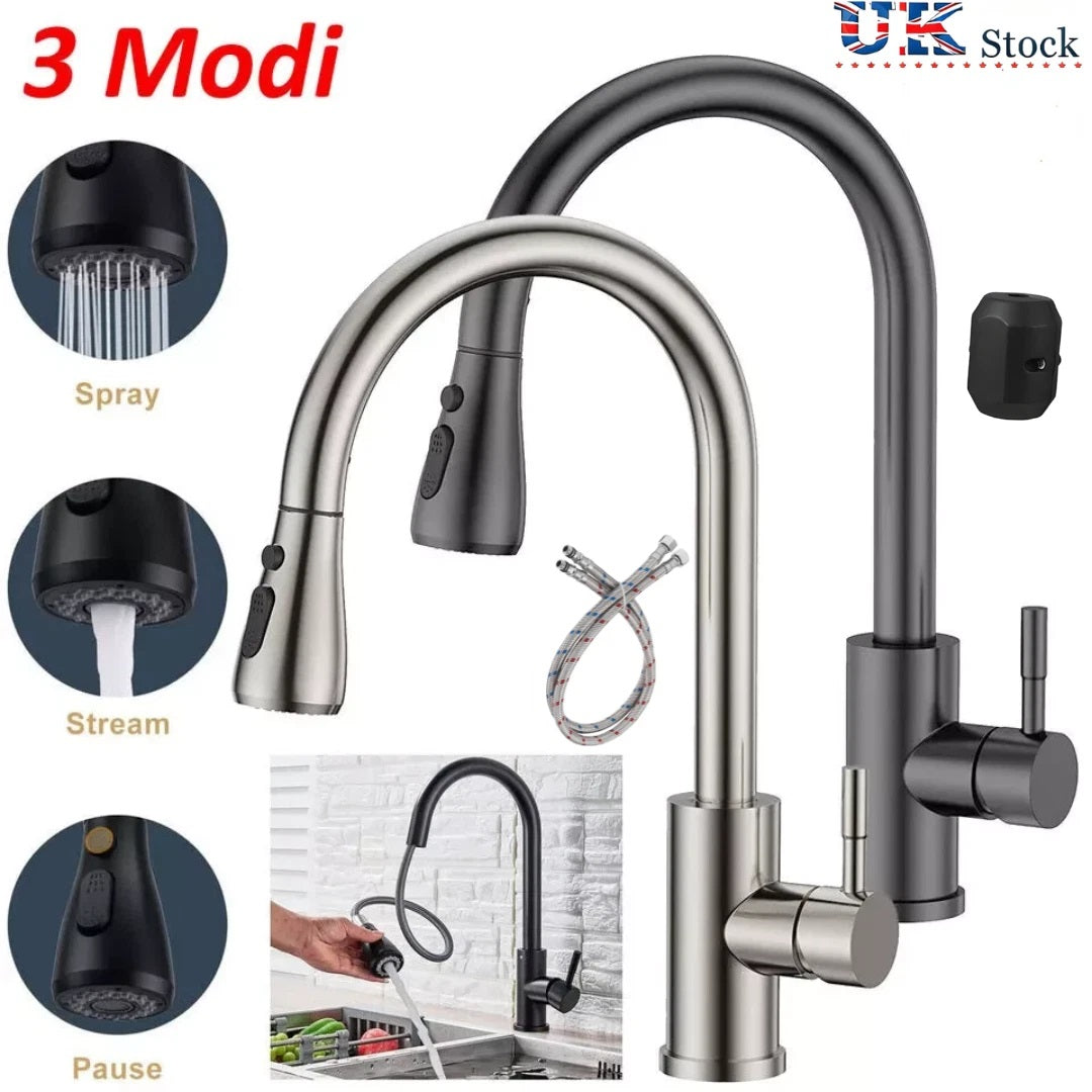 360 Robinets de mélangeur d'évier de cuisine tirer Spout Spray à levier unique moderne Mono Tap