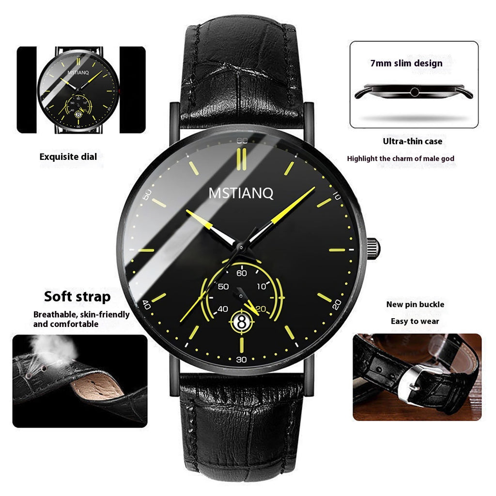 Trade Watch Stylish Black Technology Ceinture en acier raffiné calendrier casual coréen