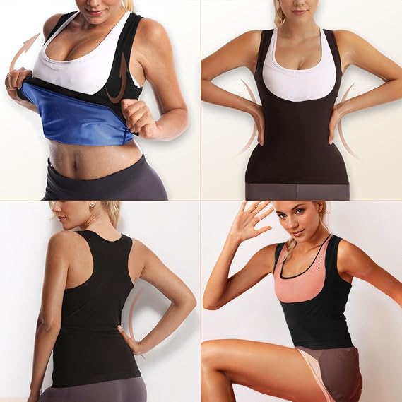 Sauna Vest pour femmes Sweat Trainer Vest Sauna Suit Workout Tank Top pour travailler dehors