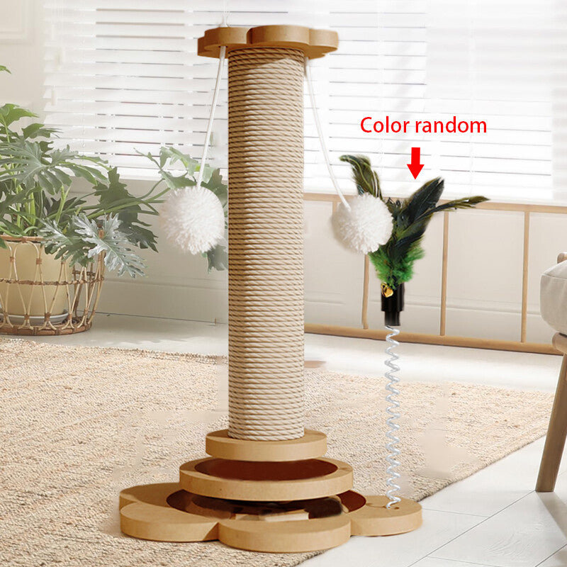 LARGE TALL CAT SCRATCHING POST STRONG NATURAL SISAL POLE HEAVY DUTY BASE 46CM