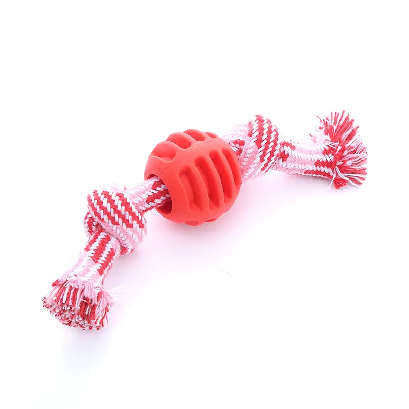 Jouet de chien de chien Corde de coton Double noeud boule résistant à la morsure de dents Toy de nettoyage de balle Pet Suppli