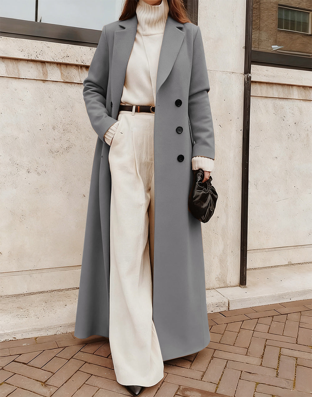 Automne Hiver La mode européenne et américaine des femmes Amazon Casual Long Solid Color Warm Wo
