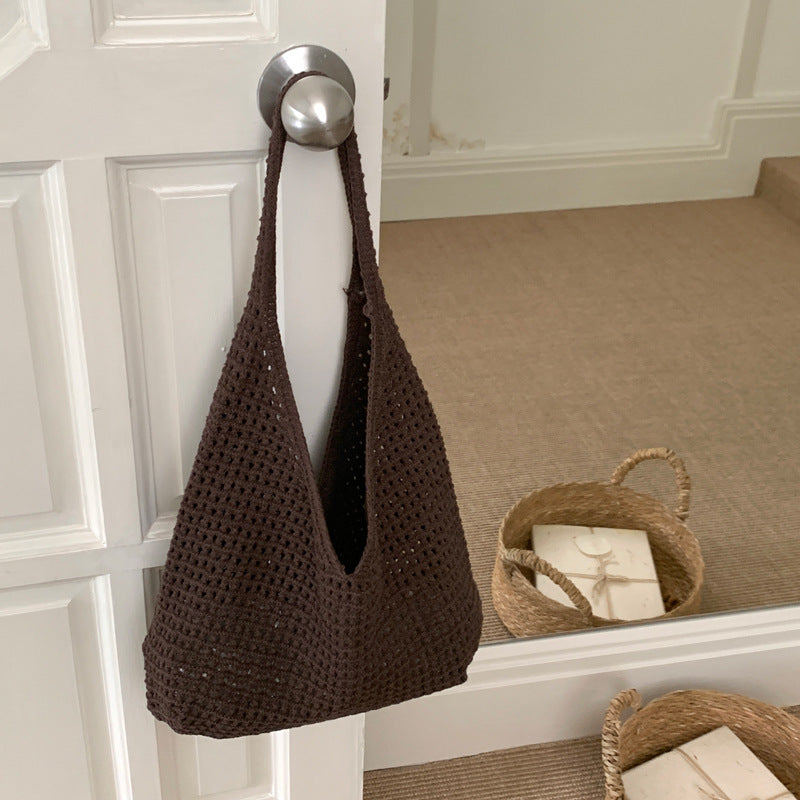 Sac à mailles creux de style Instagram tricoté Woven Purse
