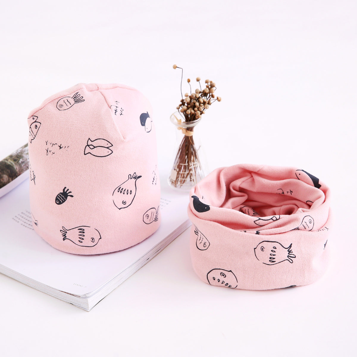 Arrivée de l'automne et de l'hiver écharpe deux-pièces ensemble bébé en coton Bandana Hat Set enfants ou
