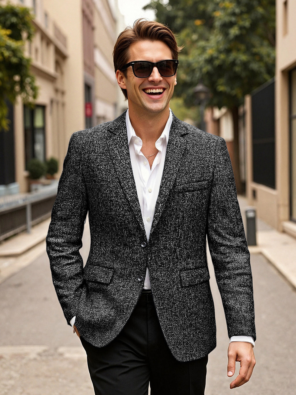 Fashionable Casual Solid-color Textured Blazer