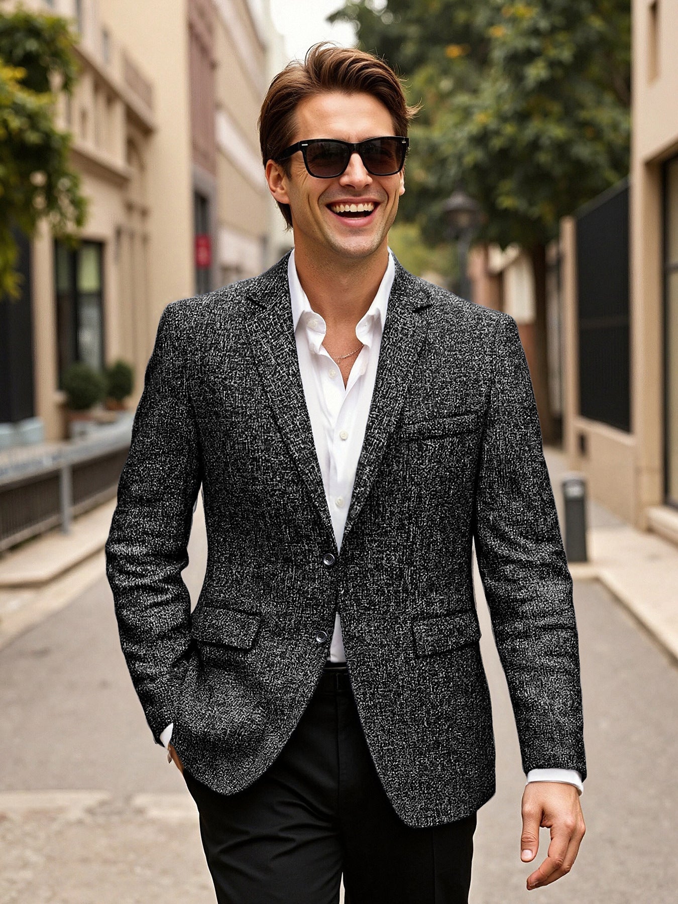 Fashionable Casual Solid-color Textured Blazer