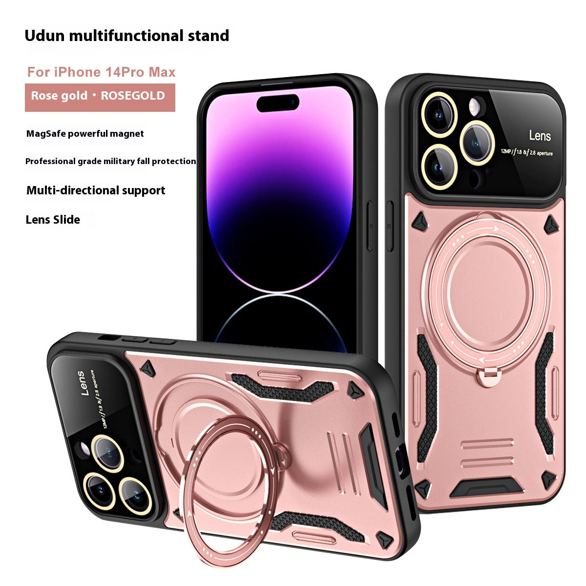 Multifonctionnel Large Fenêtre Magnetic Bracket Phone Case