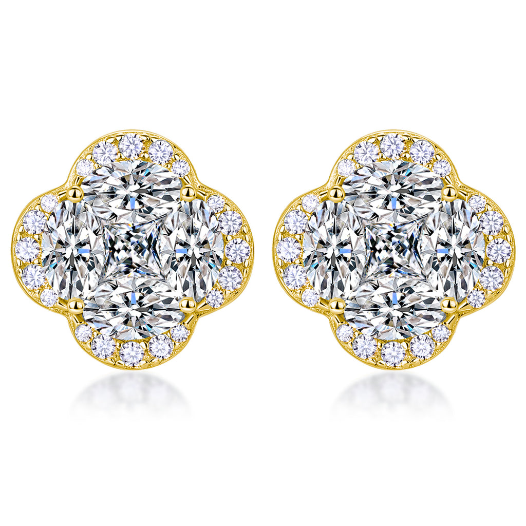 S925 Sterling Silver Four-Leaf Clover Earrings