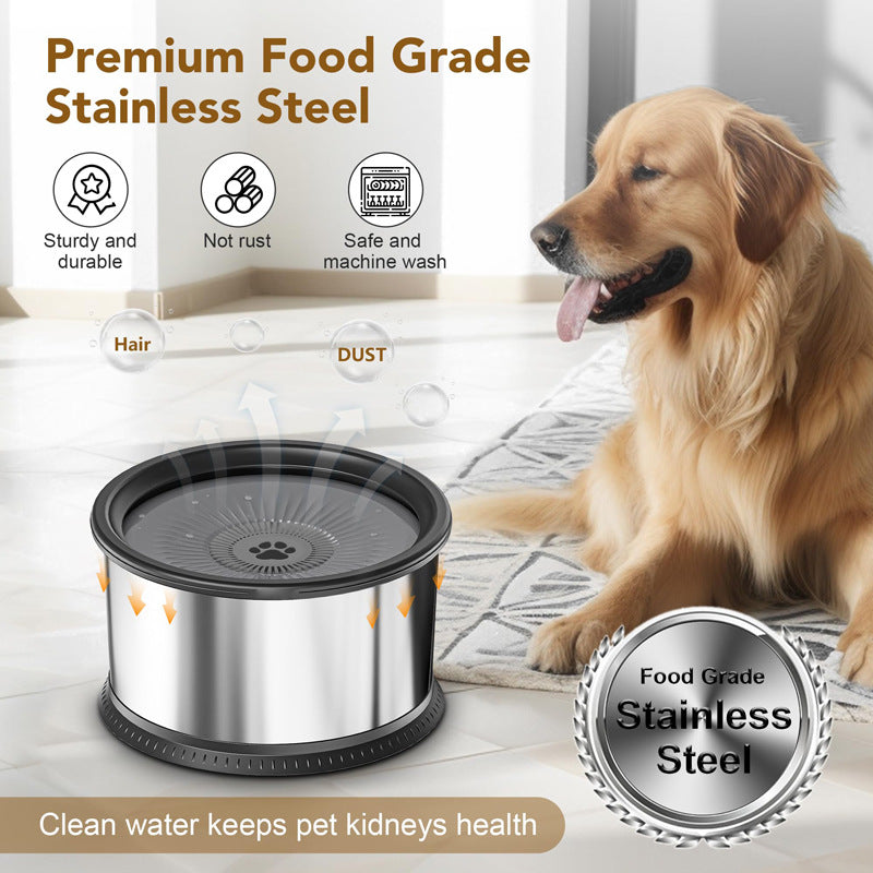 Acier inoxydable Grande capacité Pet Non-dérapant Splash-proof Water Bowl