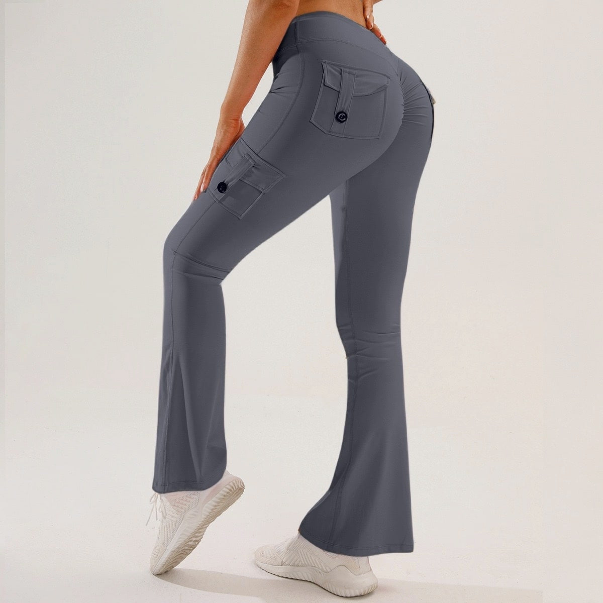 Yoga Tight-Fitting Pantalons de Yoga Sports de plein air Fitness Multi-Pocket Yoga Long Pantalons Flared P