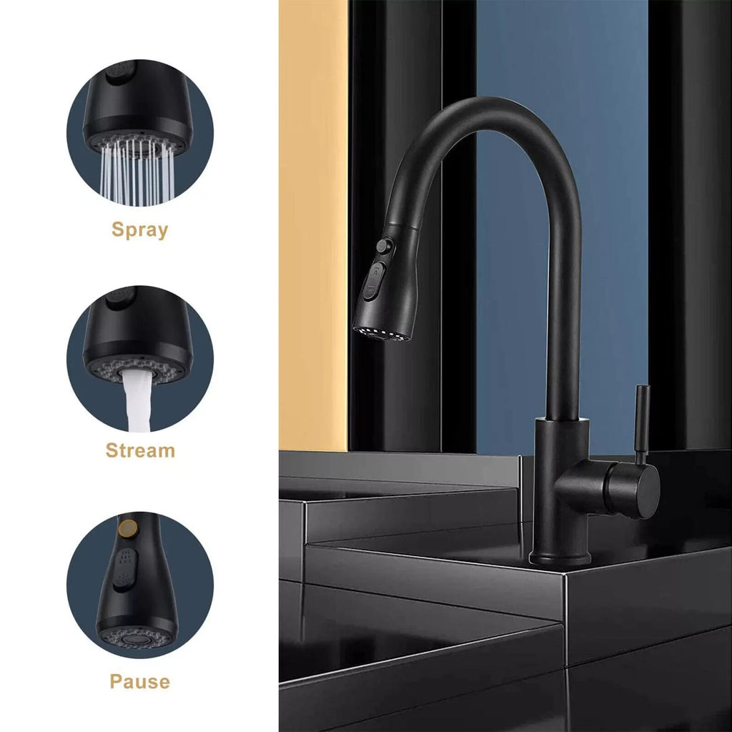 360 Robinets de mélangeur d'évier de cuisine tirer Spout Spray à levier unique moderne Mono Tap