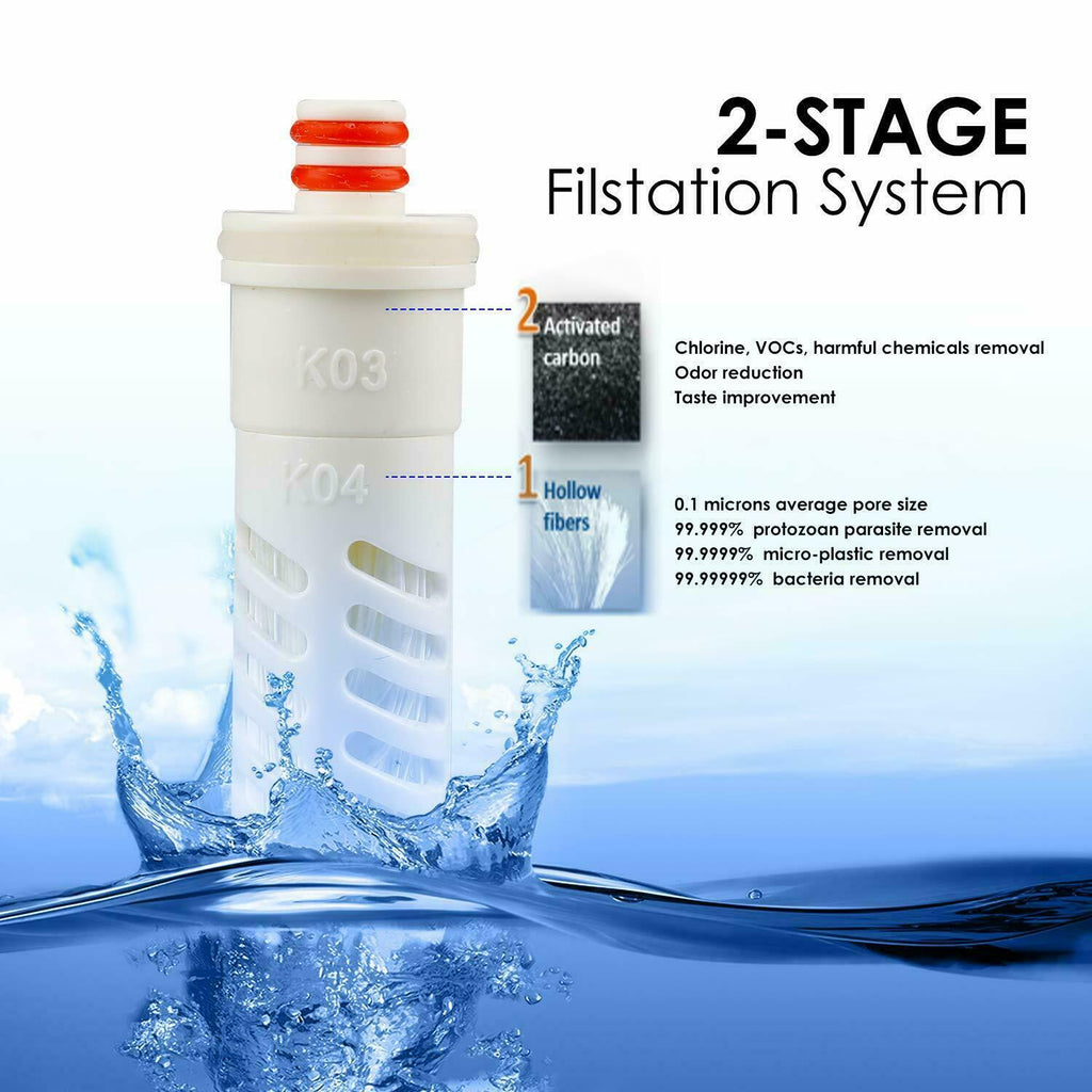 26Oz Filtre collapsible Filtration eau 2 étages BPA Randonnée pliable libre