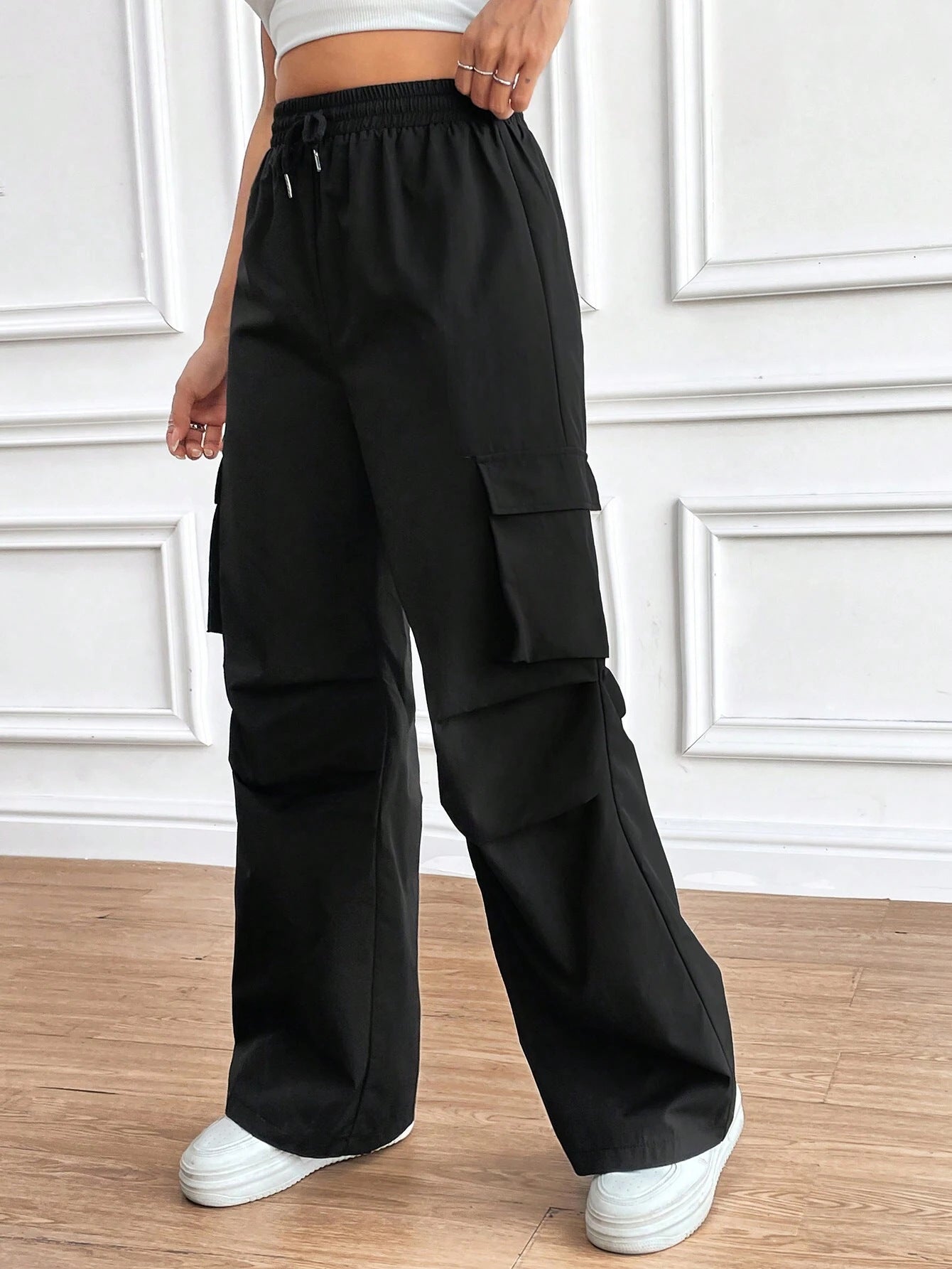 Spring And Summer Thin Elastic Waist Drawstring High Waist Cover Bag Design Loose Commuter