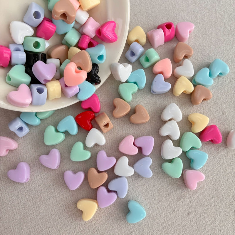 Perles de coeur acrylique couleur solide
