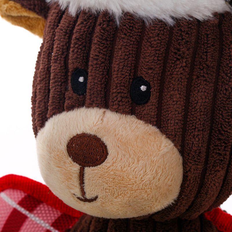 Noel Teddy Husky Jouet de sonorisation interactif pour animaux de compagnie résistant aux bitumes