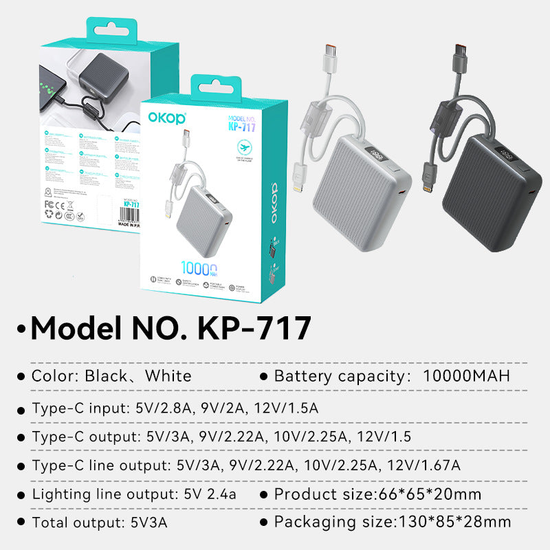 KP-717 Power Bank Affichage de batterie numérique certifié 3C 10