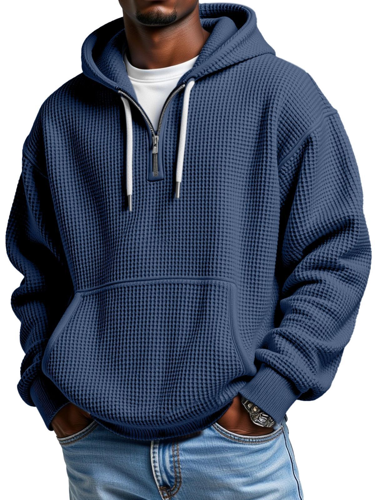 Autumn And Winter Amazon Independent Station Fashion Sports Trendy Brand Tops Waffle pour hommes