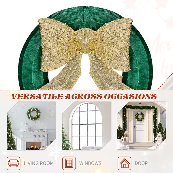 24en décoration de couronne de Noël extérieure pré-éclairée
