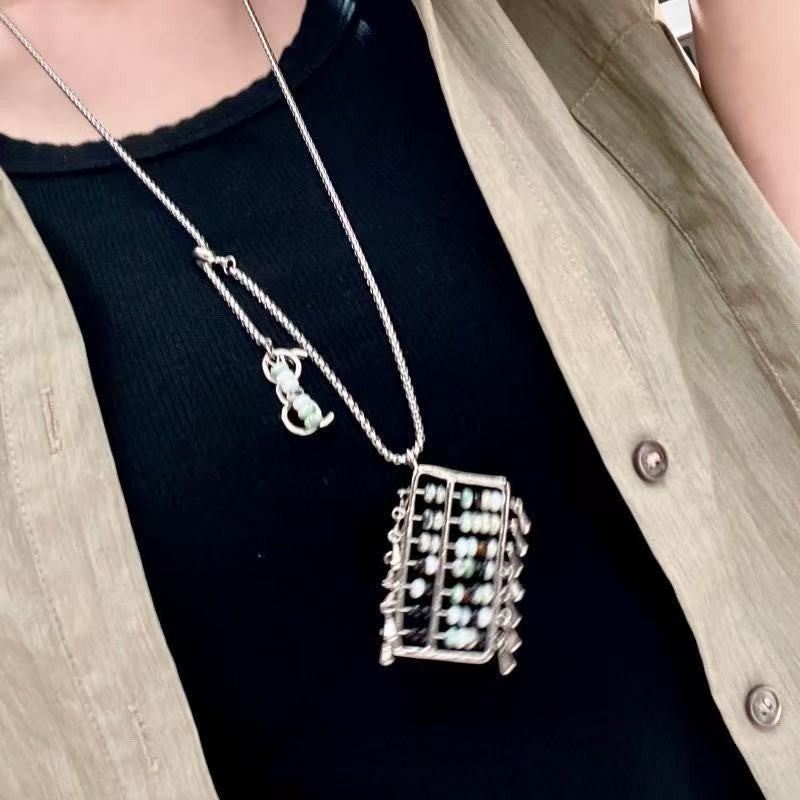 Collier pendentif style Vintage Abacus - Déclaration géométrique des femmes Choker Chain Fashion J