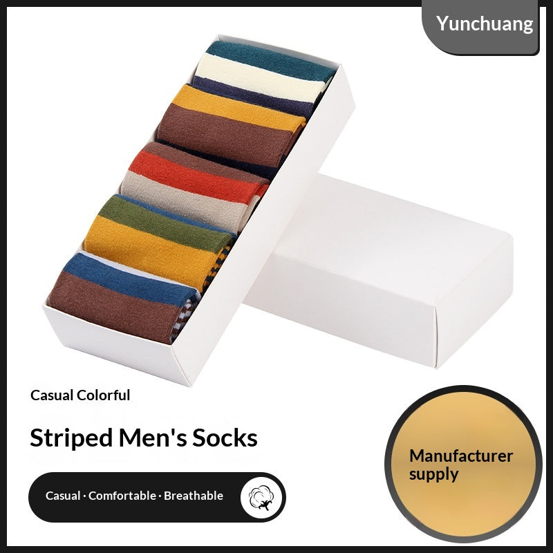 Chaussettes en coton sur le genou avec des rayures coloréesUn élégant automneHiver Mode Essentiel