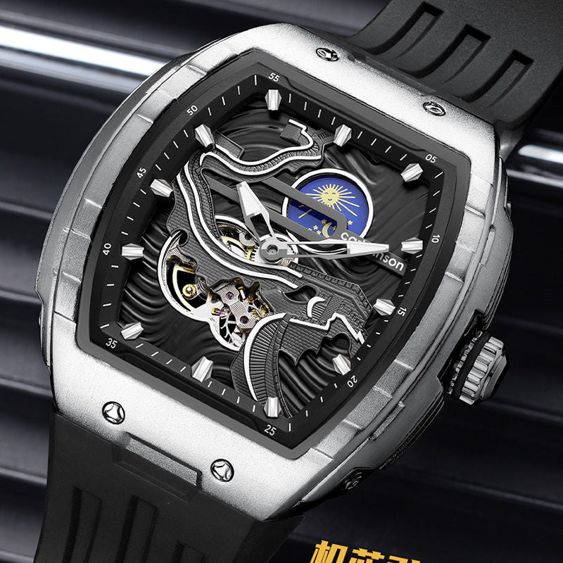 Montre automatique Hollow Homme Montre mécanique étanche lumineuse