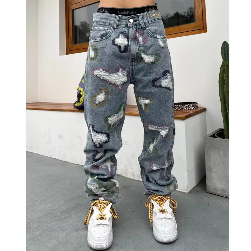 Jeans de patchwork lourd de style américain