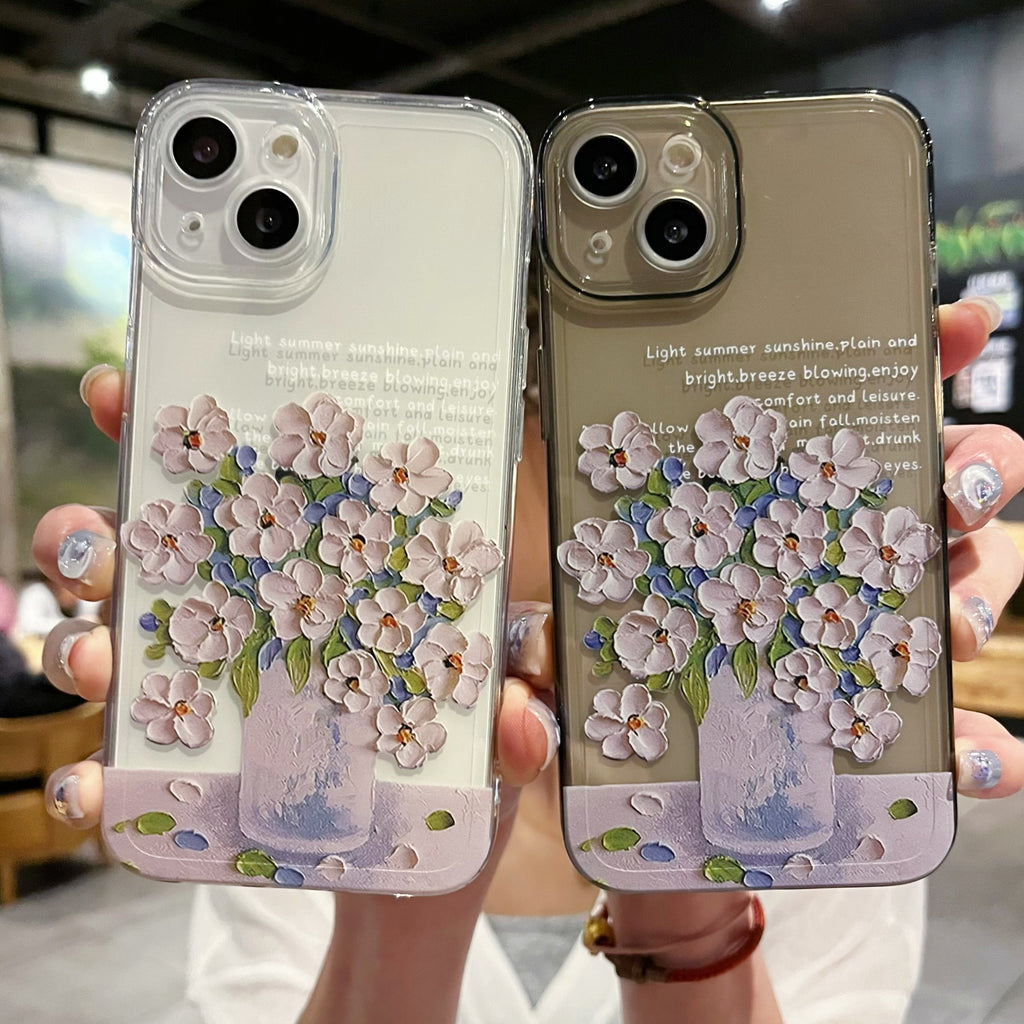 Étui téléphonique de protection transparent de petite fleur simple