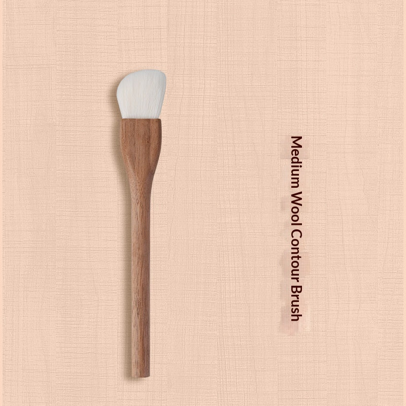 H Set Brosse Vintage Brosse de maquillage en noyer noir doux