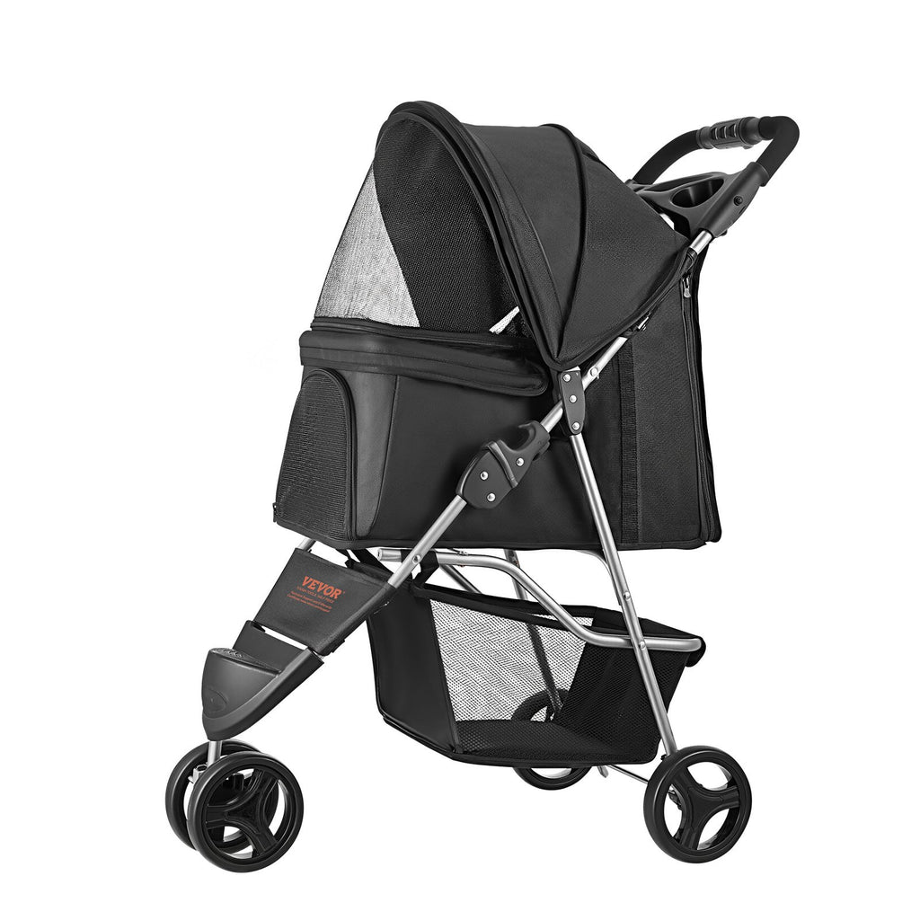 Poussette pour chien pliable 3 roues Poussette pour chien avec frein jusqu'à 35 livres Camp de voyage