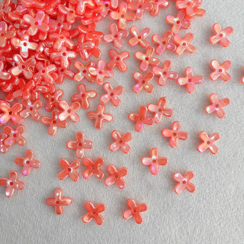 Perles de fleurs en acrylique avec paillettes dorées
