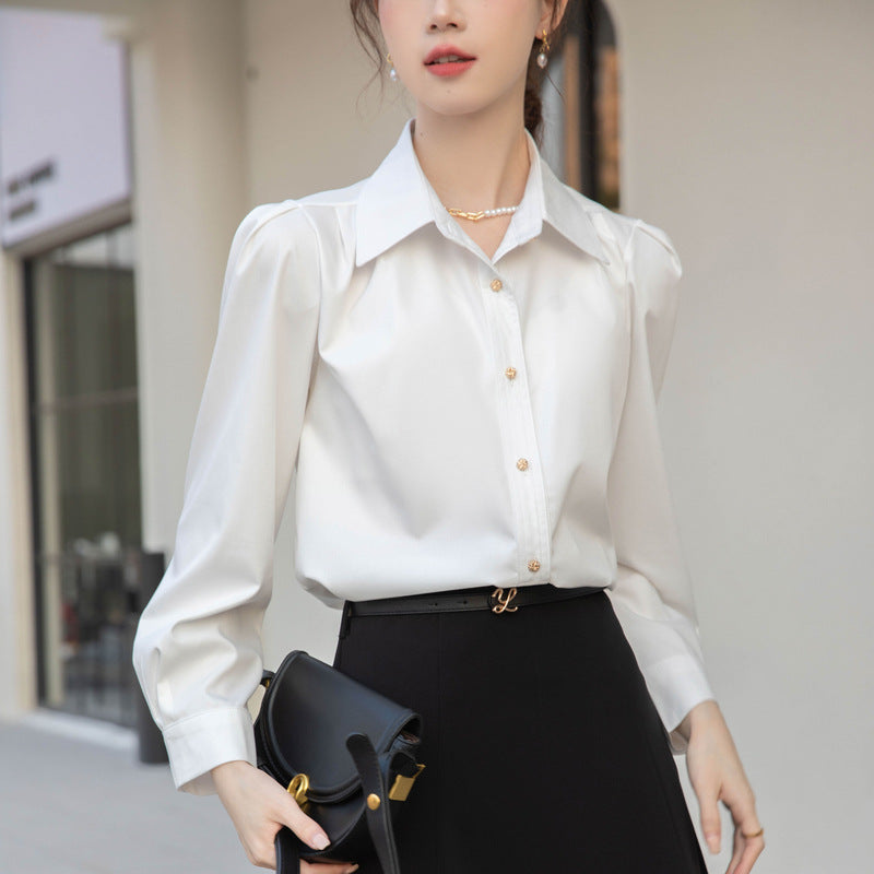 Blouse féminine blanche élégante de style français