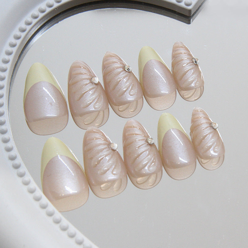 Stickers Art des ongles de style français Design de coquille 3D amovible